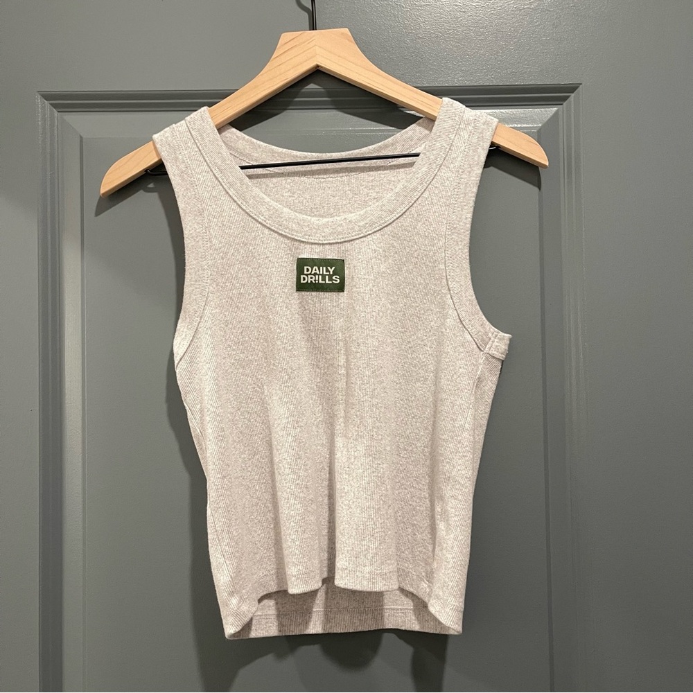 Daily Drills Logo Ribbed Tank - Light Grey